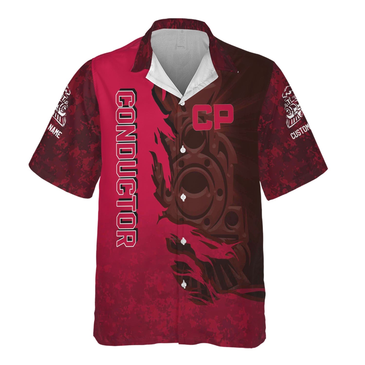 Railspirit Personalized Canadian Pacific Railroad Hawaiian Shirt Blazing Style with Custom Position Train Shirt
