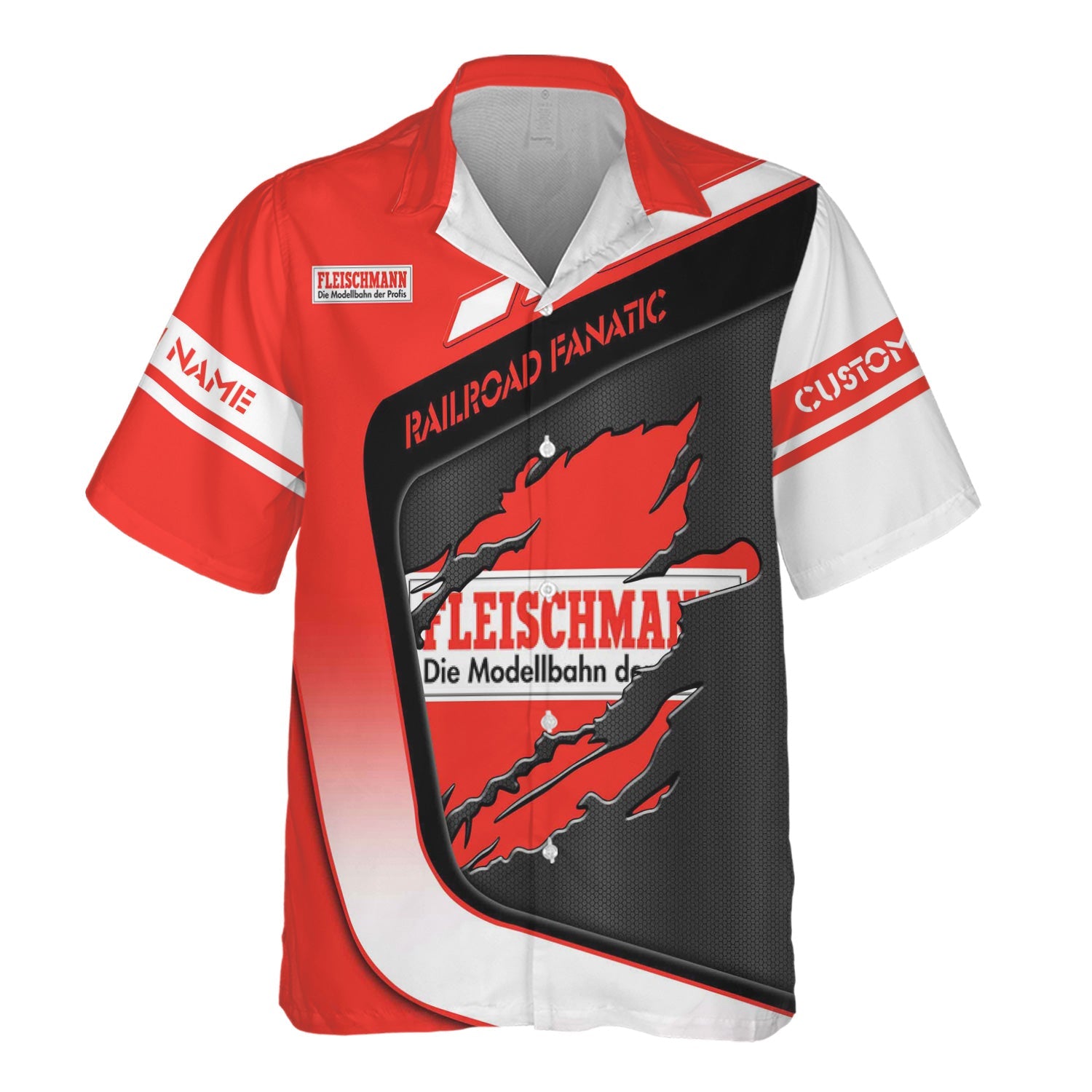 Railspirit Personalized Fleischmann And Western Railroad Hawaiian Shirt Ripped Texture Style Train Shirt For Railroad Fanatic