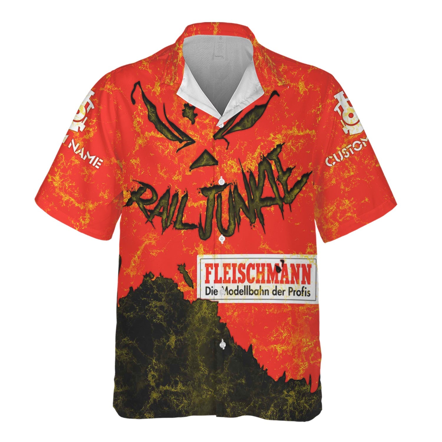 Railspirit Personalized Fleischmann And Western Railroad Hawaiian Shirt Torn Graphic Style Train Shirt For Rail Junkie