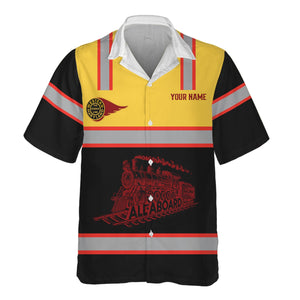 Railspirit Custom Name Western Maryland Railway Hawaiian Shirt Eat Train Sleep Repeat Printed Train Shirt