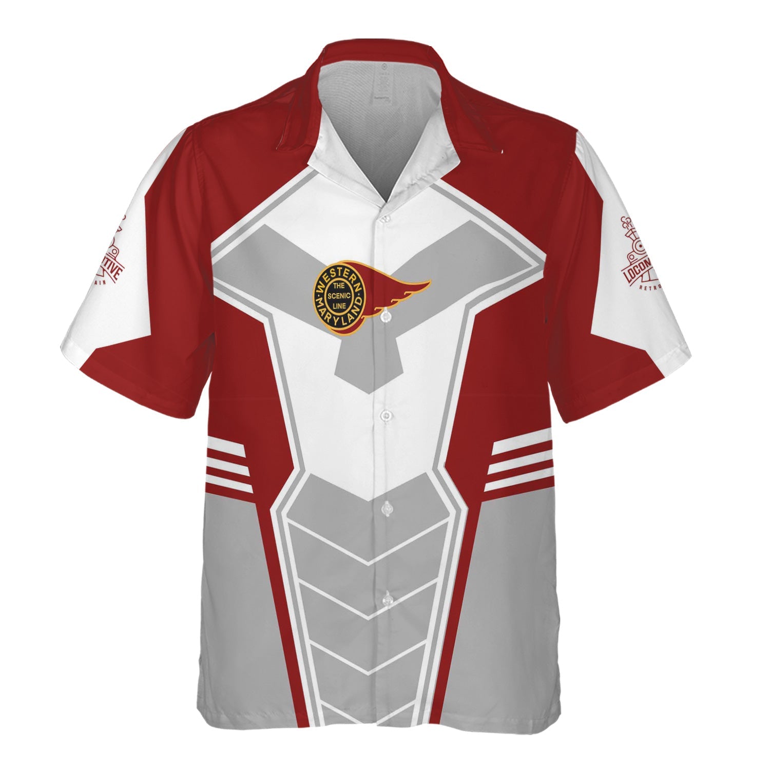 Railspirit Personalized Western Maryland Railway Hawaiian Shirt Engine-Inspired Style Train Shirt for Railroad Fanatic