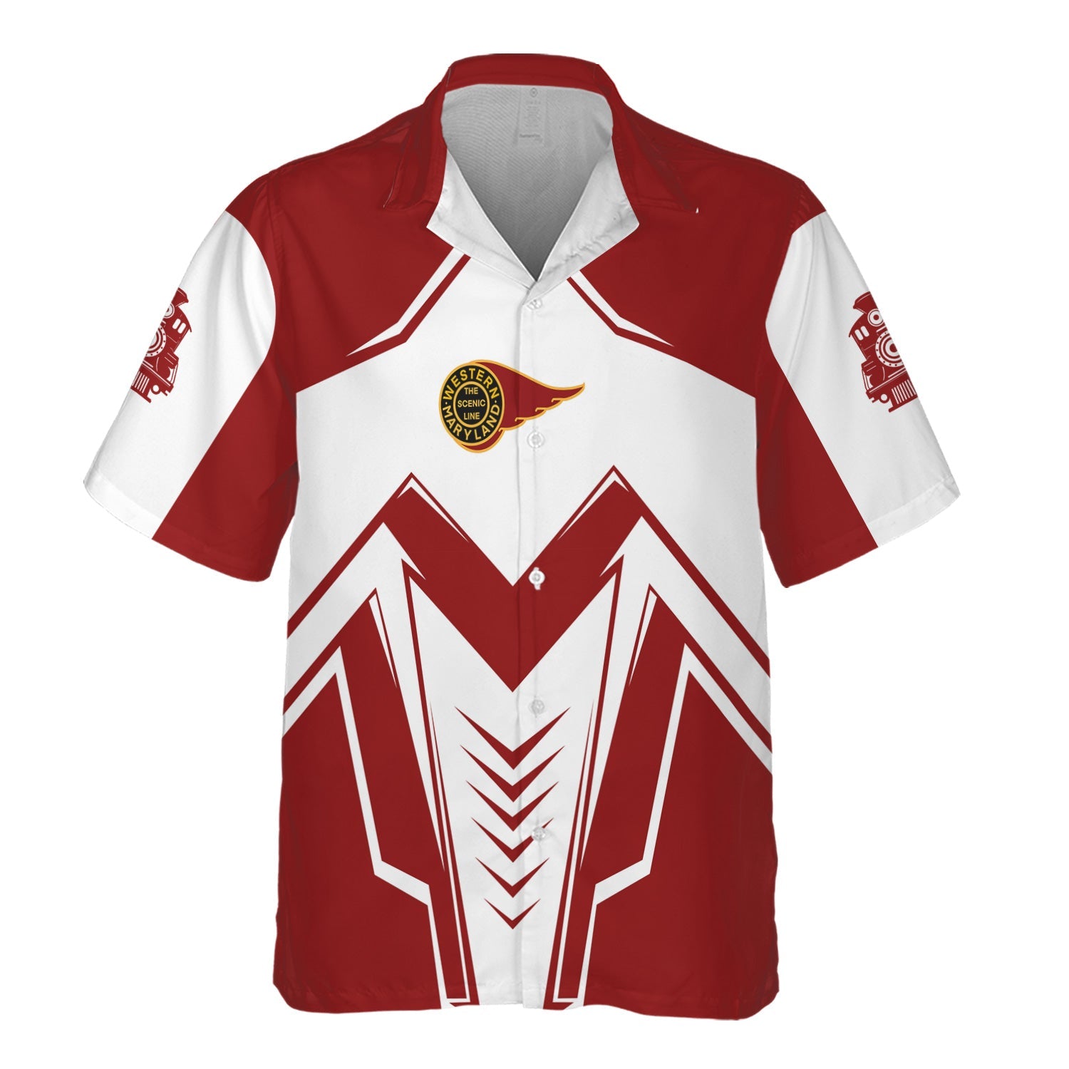 Railspirit Personalized Western Maryland Railway Hawaiian Shirt Railway Trainspotter Style Shirt Gift Idea For Foamers