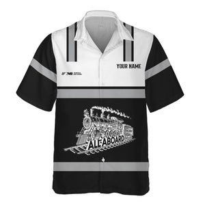 Railspirit Custom Name Norfolk Southern Railway Hawaiian Shirt Eat Train Sleep Repeat Printed Train Shirt