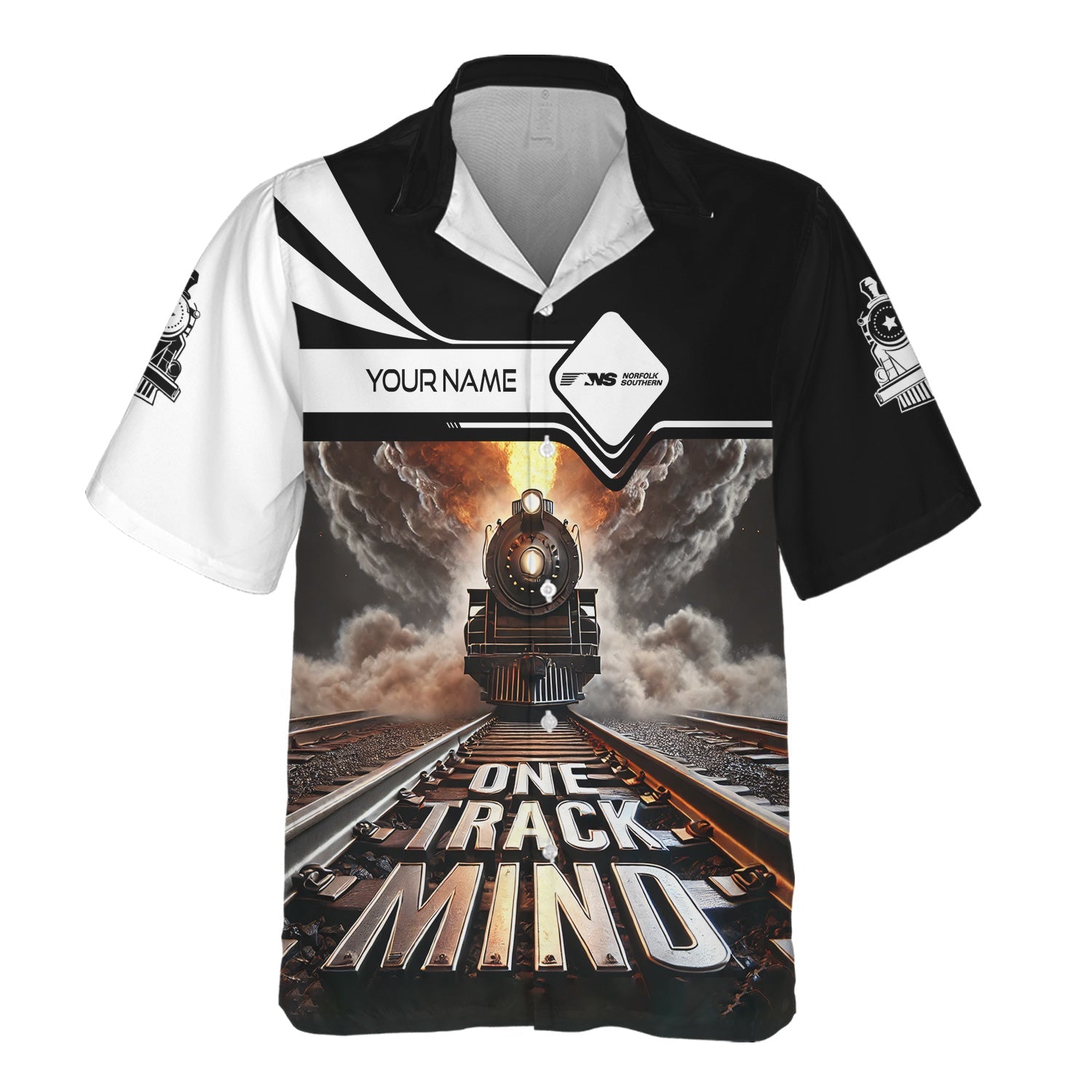 Railspirit Personalized Norfolk Southern Railway Hawaiian Shirt One Track Mind Train Printed Shirt