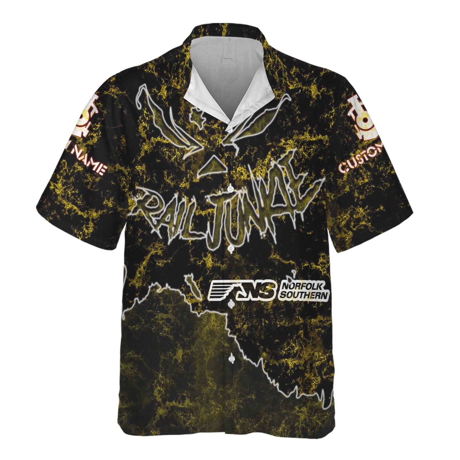 Railspirit Personalized Norfolk Southern Railway Hawaiian Shirt Torn Graphic Style Train Shirt For Rail Junkie