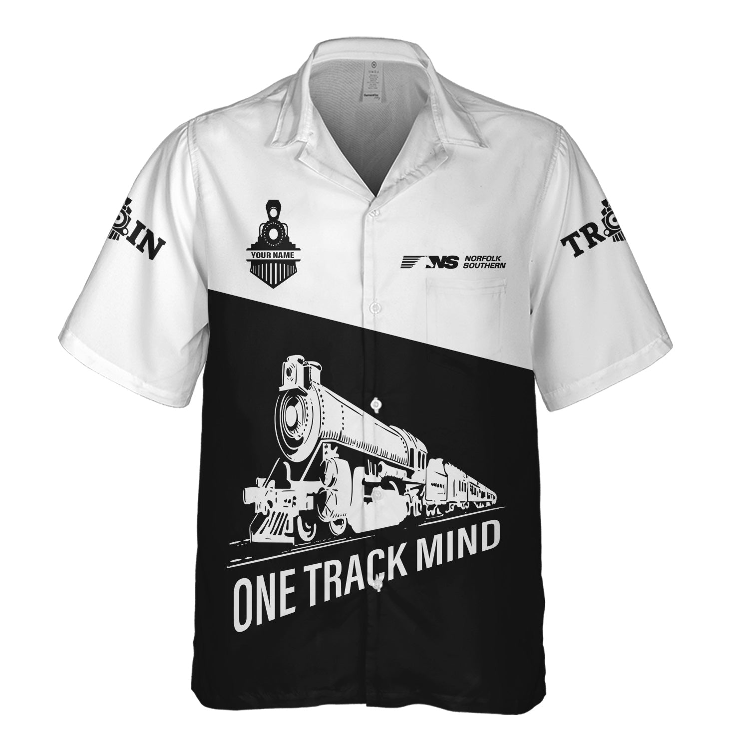 Railspirit Personalized Norfolk Southern Railway Hawaiian Shirt One Track Mind Unisex Train Shirt Gift Idea For Train Lover