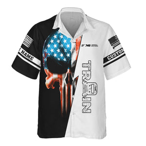 Railspirit Personalized Norfolk Southern Railway Hawaiian Shirt Train Skull American Flag Shirt All Over Print