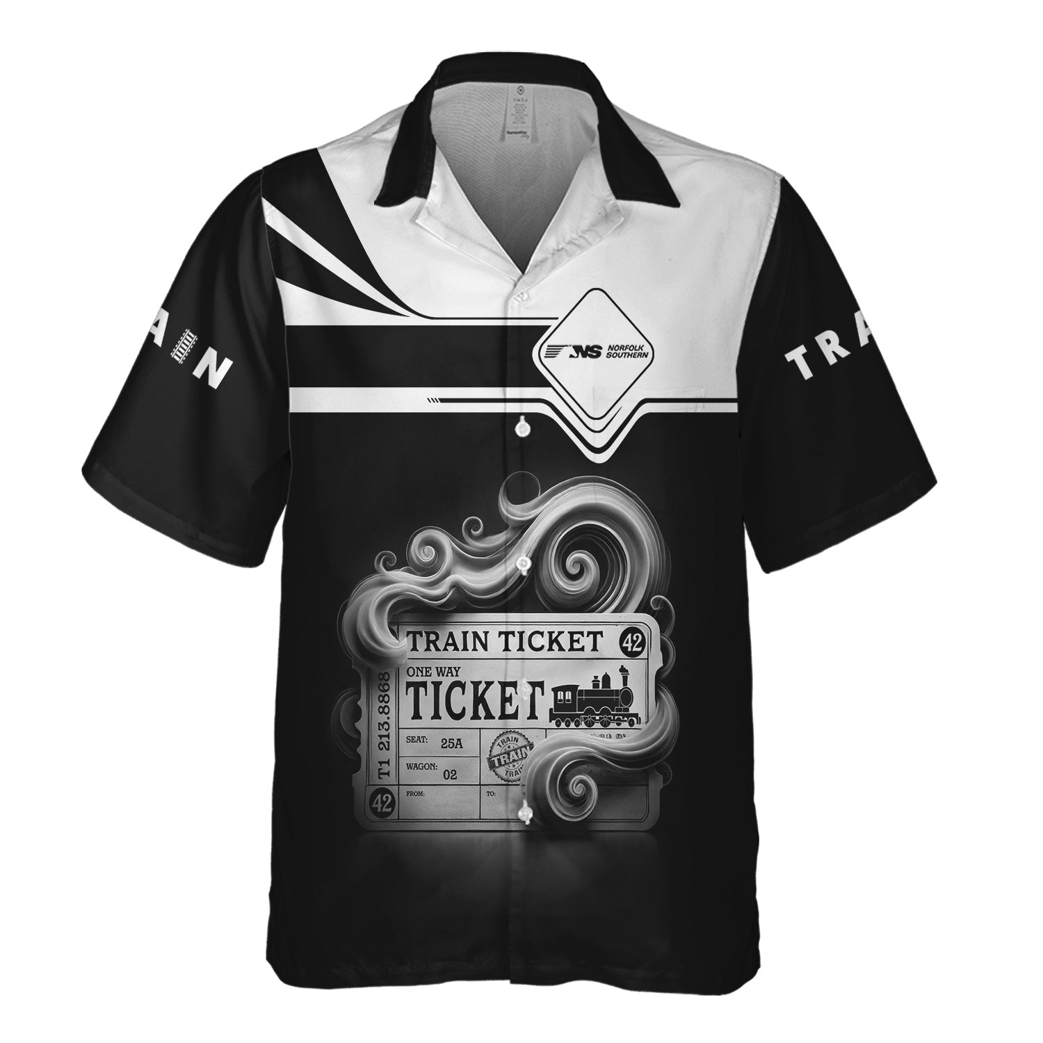 Railspirit Personalized Norfolk Southern Railway Hawaiian Shirt Train Ticket  American Locomotive Printed Train