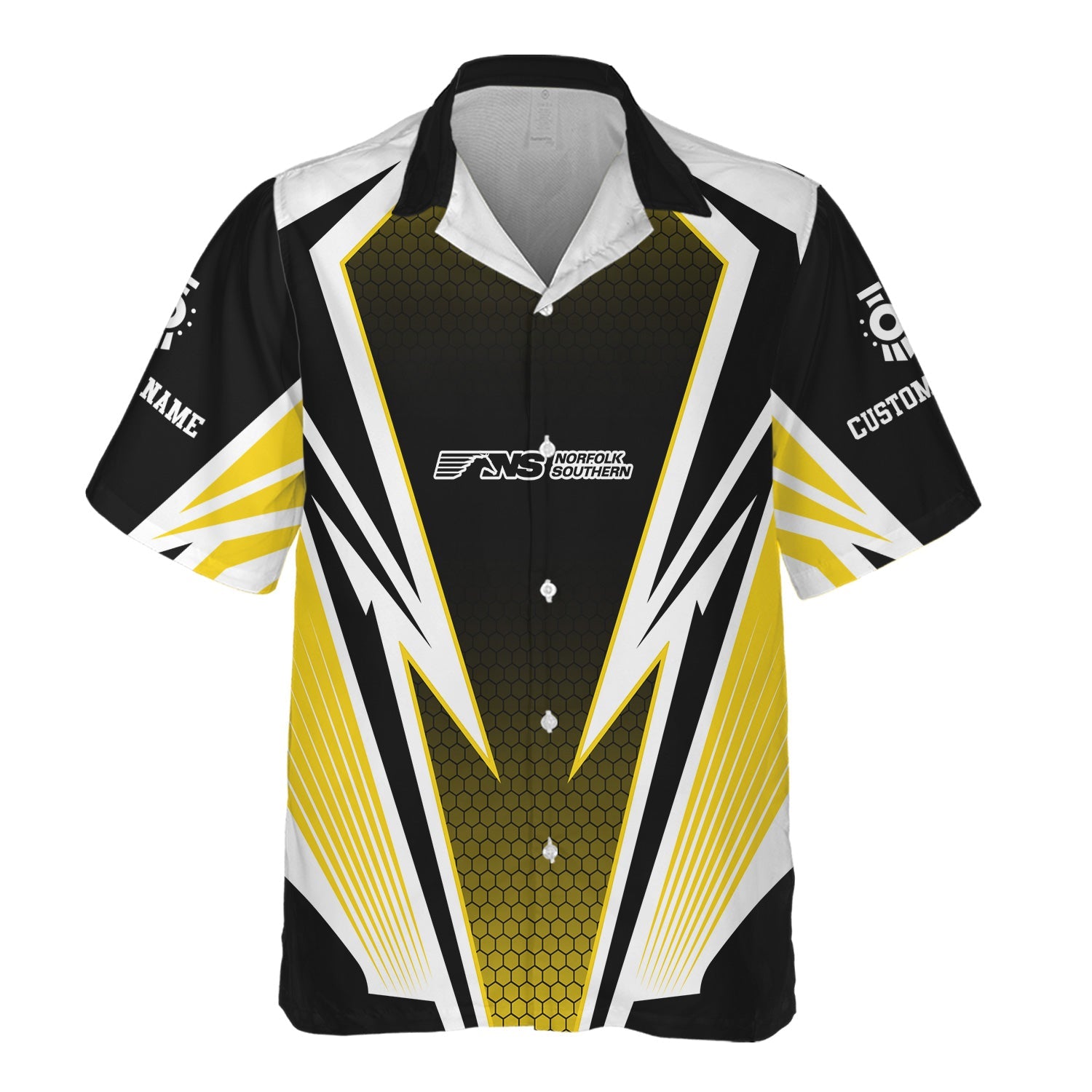 Railspirit Personalized Norfolk Southern Railway Hawaiian Shirt Lightning Graphic Style Shirt Gift Idea For Train Lover