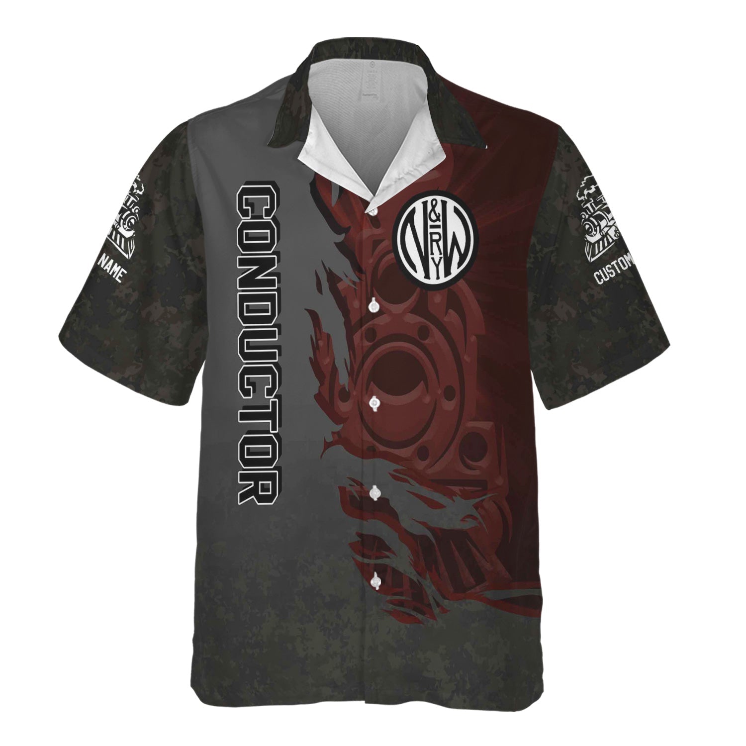 Railspirit Personalized Norfolk and Western Railway Hawaiian Shirt Blazing Style with Custom Position N&W Train Shirt