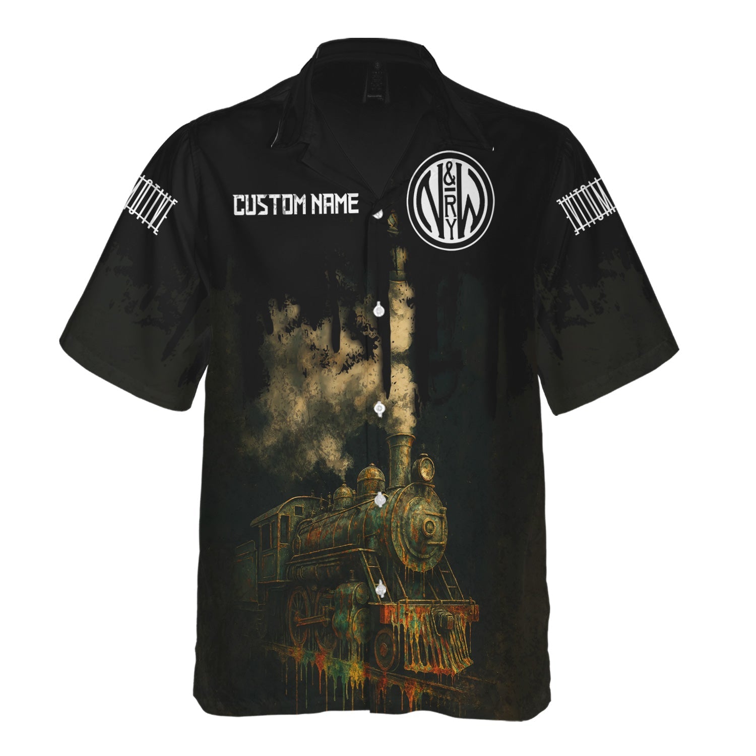 Railspirit Personalized Norfolk and Western Railway Hawaiian Shirt Vintage Train Art Style N&W Shirt For Locomotive Fans