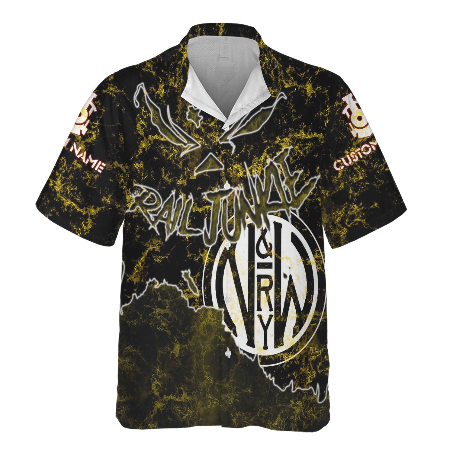 Railspirit Personalized Norfolk and Western Railway Hawaiian Shirt Torn Graphic Style N&W Train Shirt For Rail Junkie