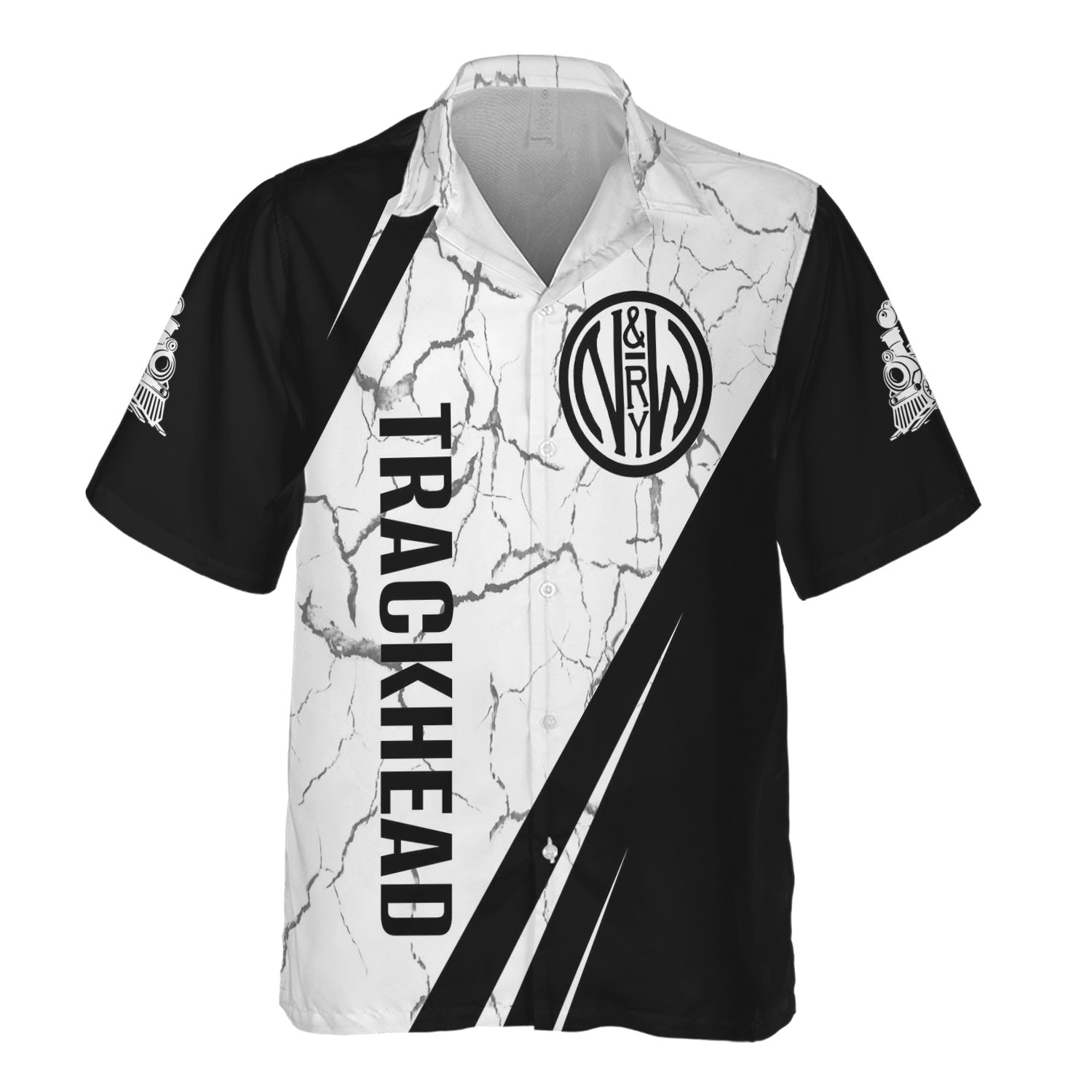 Railspirit Personalized Norfolk and Western Railway Hawaiian Shirt Crackle Texture Style N&W Shirt For Trackhead