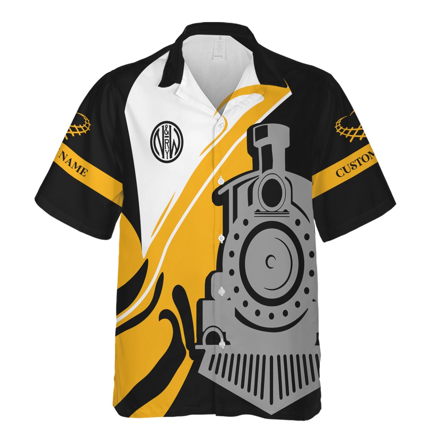 Railspirit Personalized Norfolk and Western Railway Hawaiian Shirt Flame-Inspired Style N&W Shirt Gift Idea For Train Lovers