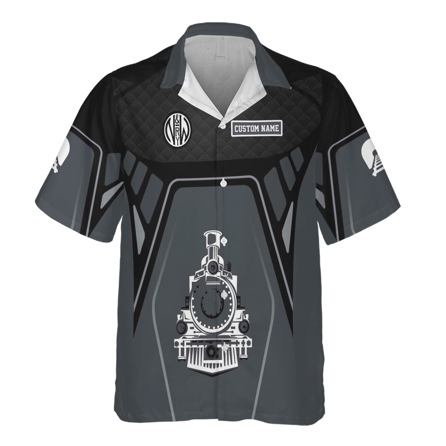 Railspirit Personalized Norfolk and Western Railway Hawaiian Shirt Steam Locomotive Engine Graphic N&W Train Shirt All Over Print