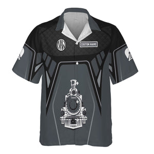 Railspirit Personalized Norfolk and Western Railway Hawaiian Shirt Steam Locomotive Engine Graphic N&W Train Shirt All Over Print