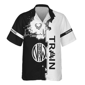 Railspirit Personalized Norfolk and Western Railway Hawaiian Shirt Engine Heartbeat and Track Love Style N&W Shirt Gift Idea For Train Lovers