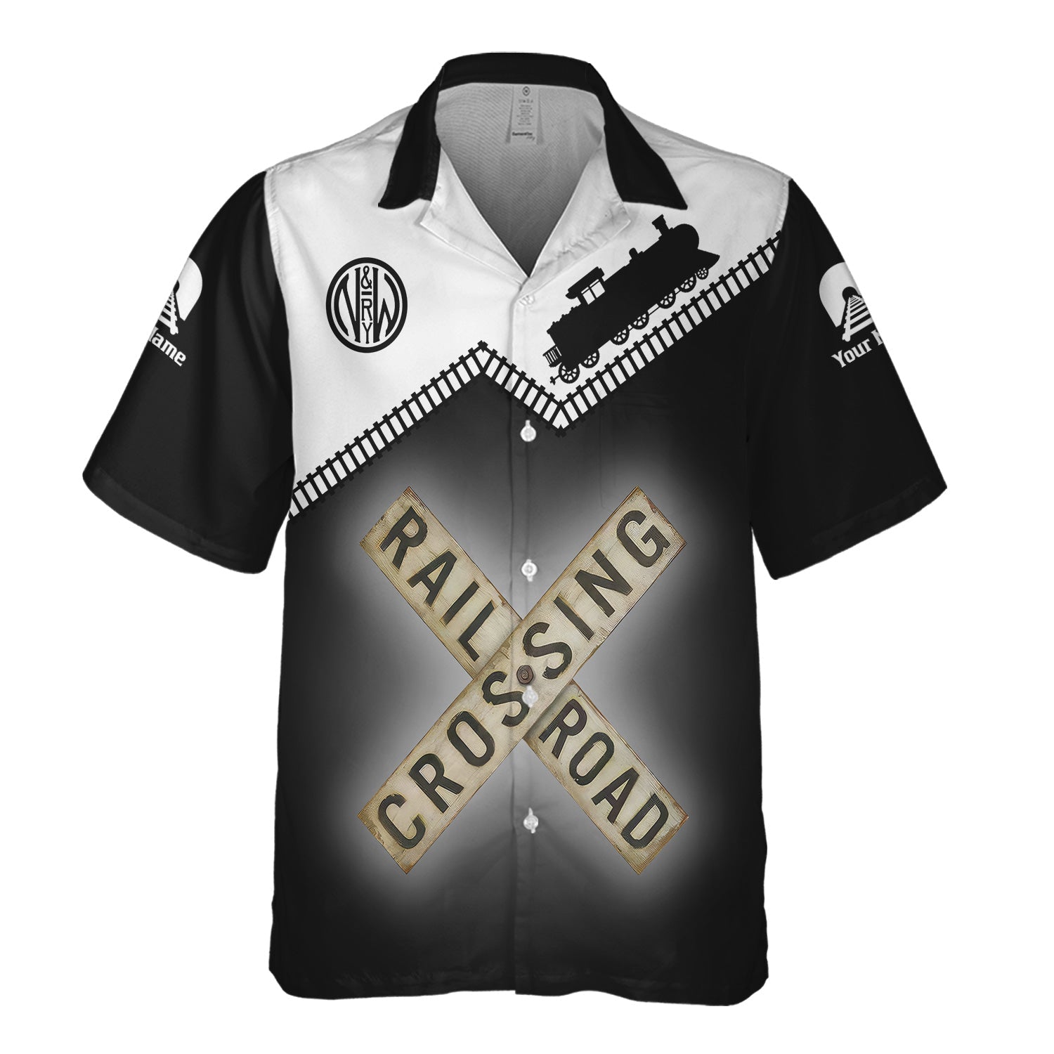 Railspirit Personalized Norfolk and Western Railway Hawaiian Shirt Railroad Crossing Printed Train Track Shirt