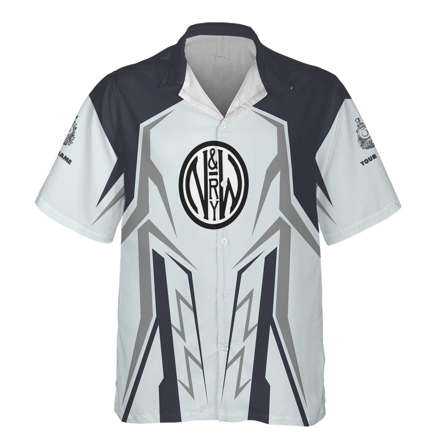 Railspirit Personalized Norfolk and Western Railway Hawaiian Shirt Futuristic Design with Custom Job N&W Train Shirt