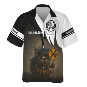 Railspirit Personalized Norfolk and Western Railway Hawaiian Shirt Angry Train N&W Hawaiian Shirt Gift Idea For Train Lover