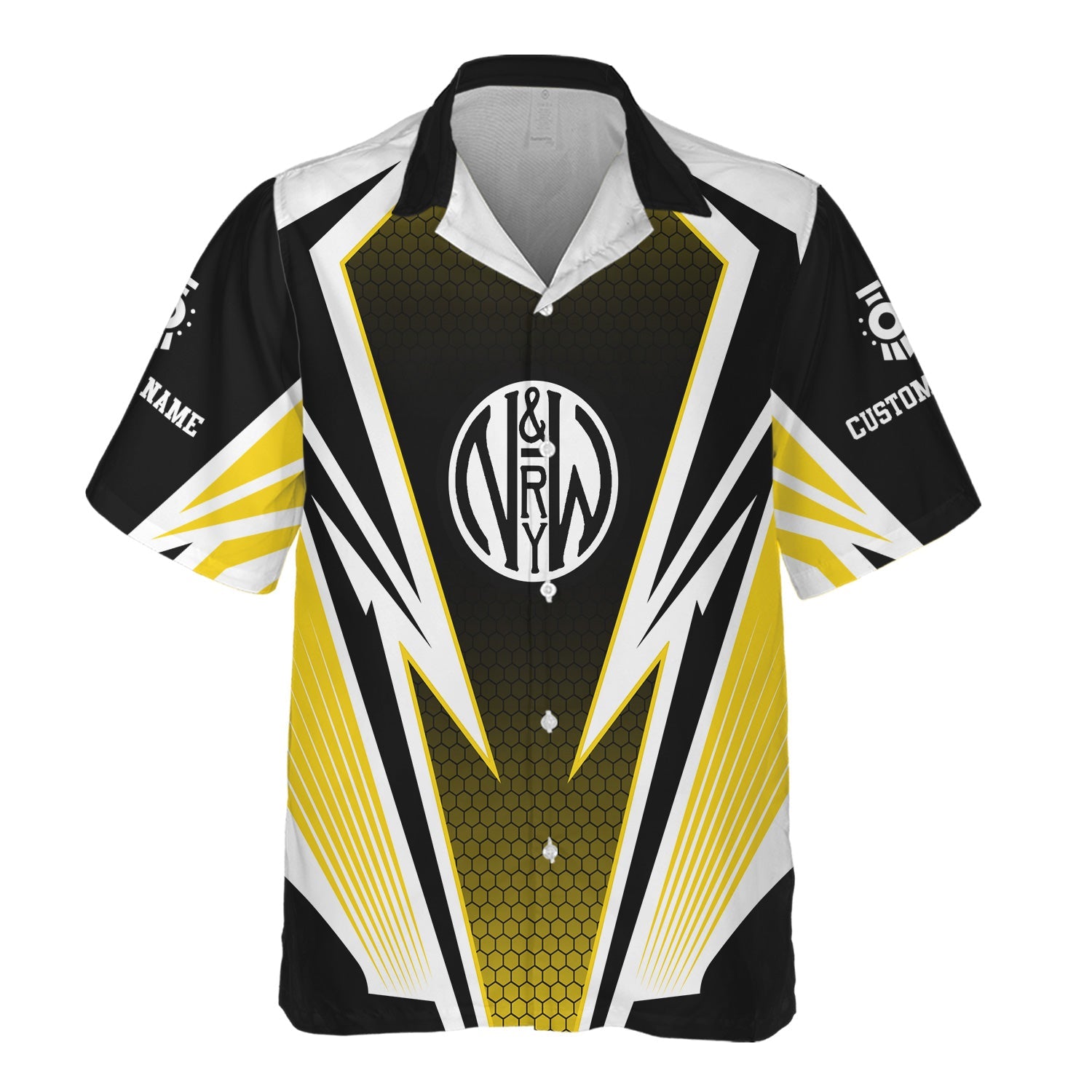 Railspirit Personalized Norfolk and Western Railway Hawaiian Shirt Lightning Graphic Style N&W Shirt Gift Idea For Train Lover