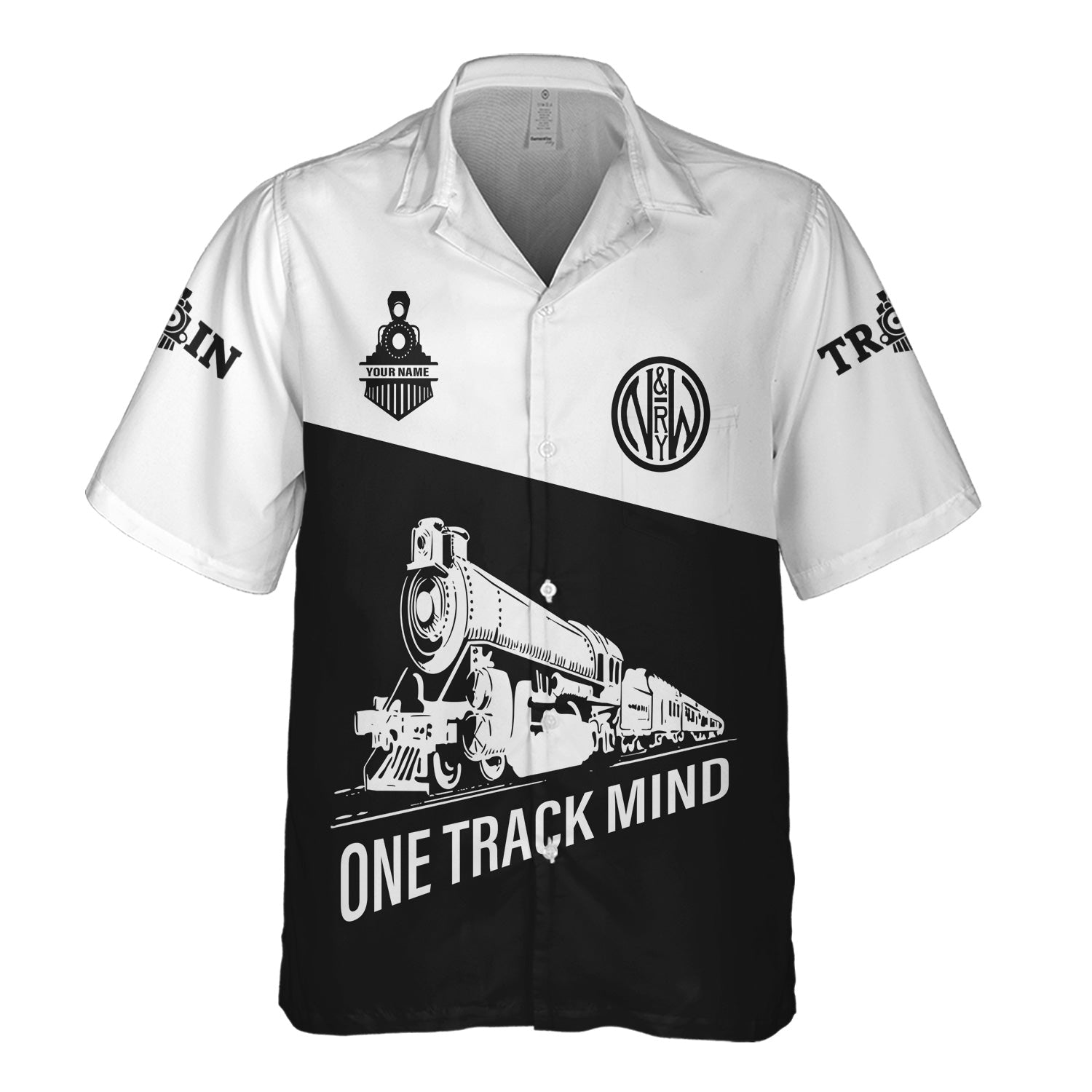 Railspirit Personalized Norfolk and Western Railway Hawaiian Shirt One Track Mind Unisex Train Shirt Gift Idea For Train Lover