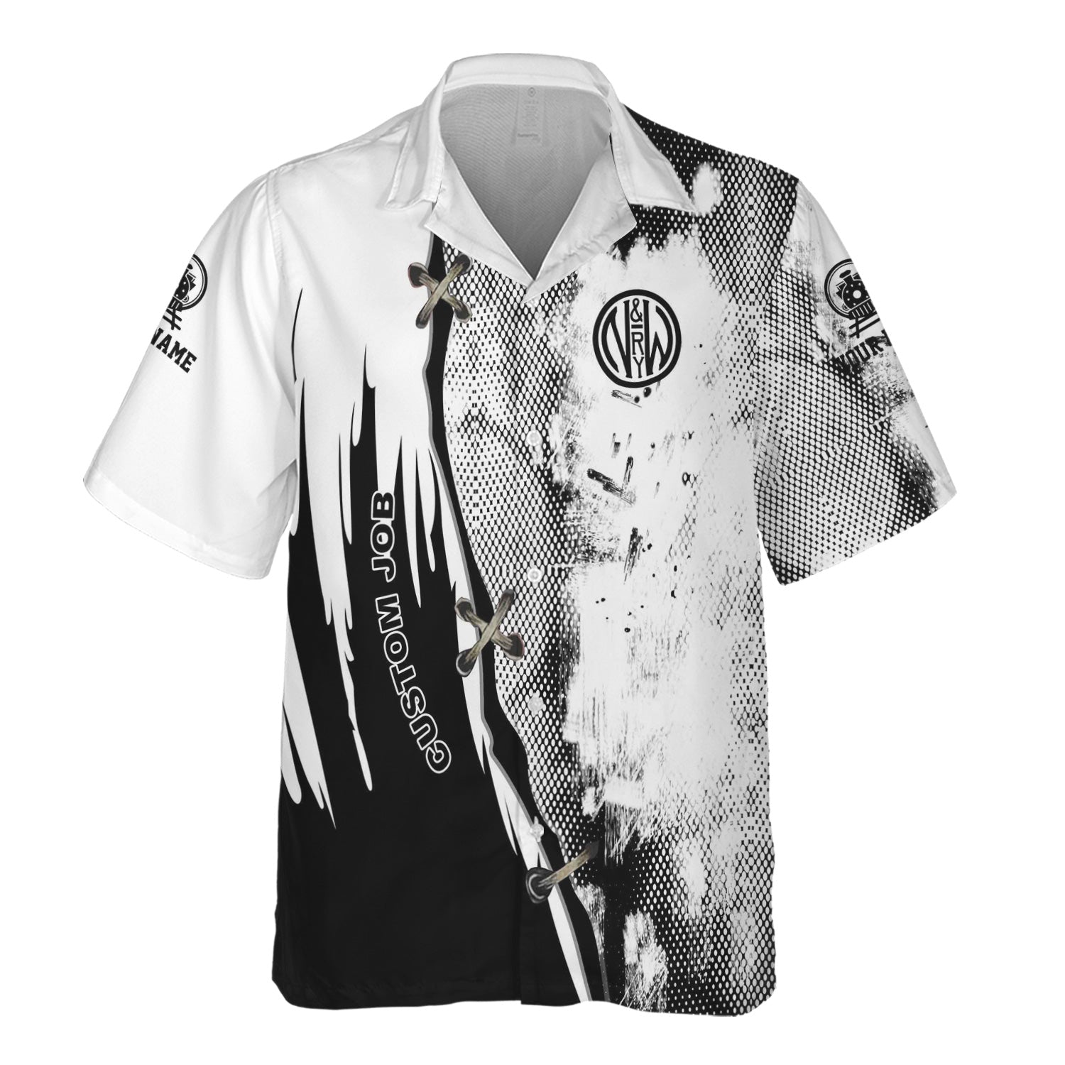 Railspirit Personalized Norfolk and Western Railway Hawaiian Shirt Retro Stitches Design with Custom Position N&W Train Shirt
