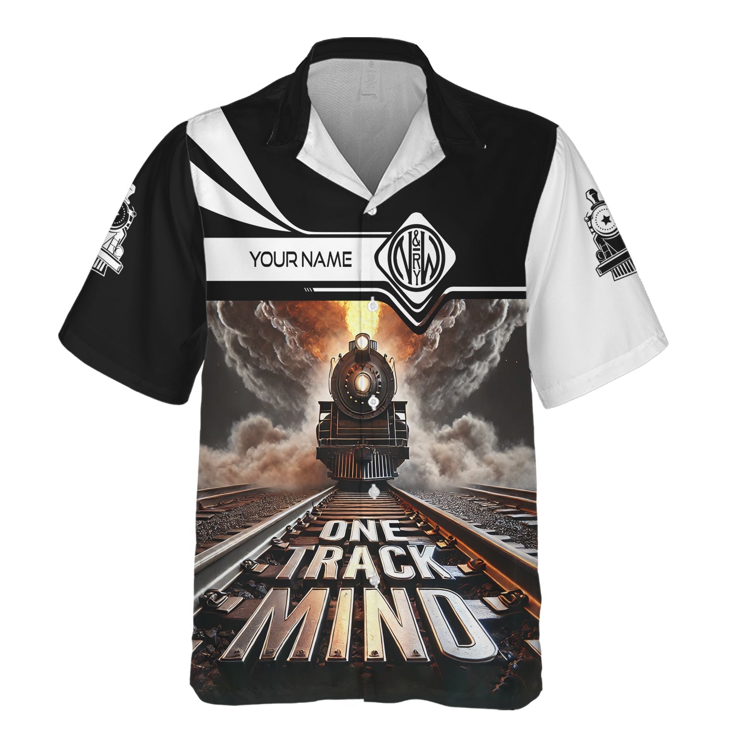 Railspirit Personalized Norfolk and Western Railway Hawaiian Shirt One Track Mind N&W Train Printed Shirt