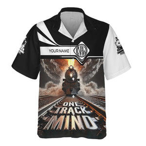 Railspirit Personalized Norfolk and Western Railway Hawaiian Shirt One Track Mind N&W Train Printed Shirt