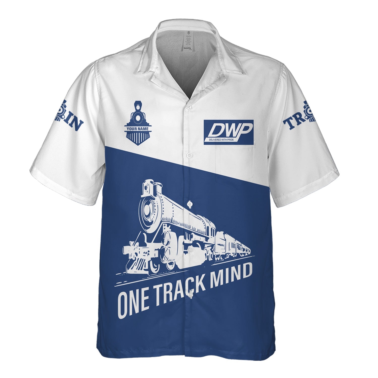 Railspirit Personalized Duluth, Winnipeg and Pacific Railway Hawaiian Shirt One Track Mind Unisex Train Shirt Gift Idea For Train Lover