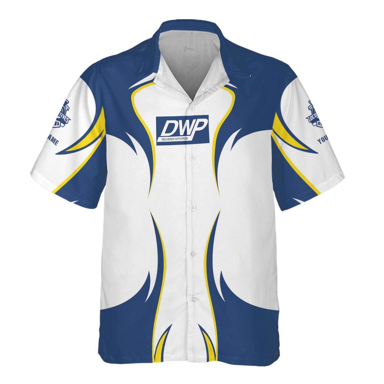 Railspirit Personalized Duluth, Winnipeg and Pacific Railway Hawaiian Shirt Distinctive Flame Style Shirt For Steam Engine Addict