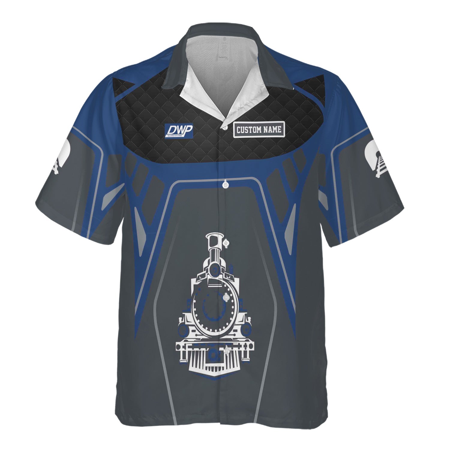 Railspirit Personalized Duluth, Winnipeg and Pacific Railway Hawaiian Shirt Steam Locomotive Engine Graphic Train Shirt All Over Print