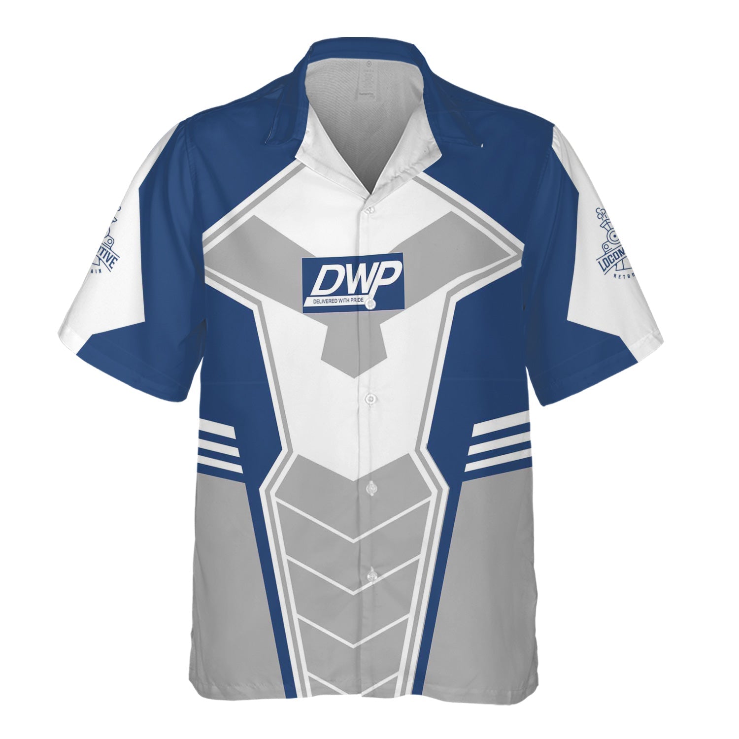 Railspirit Personalized Duluth, Winnipeg and Pacific Railway Hawaiian Shirt Engine-Inspired Style Train Shirt for Railroad Fanatic