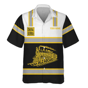 Railspirit Custom Name Central of Georgia Railway Hawaiian Shirt Eat Train Sleep Repeat Printed Train Shirt