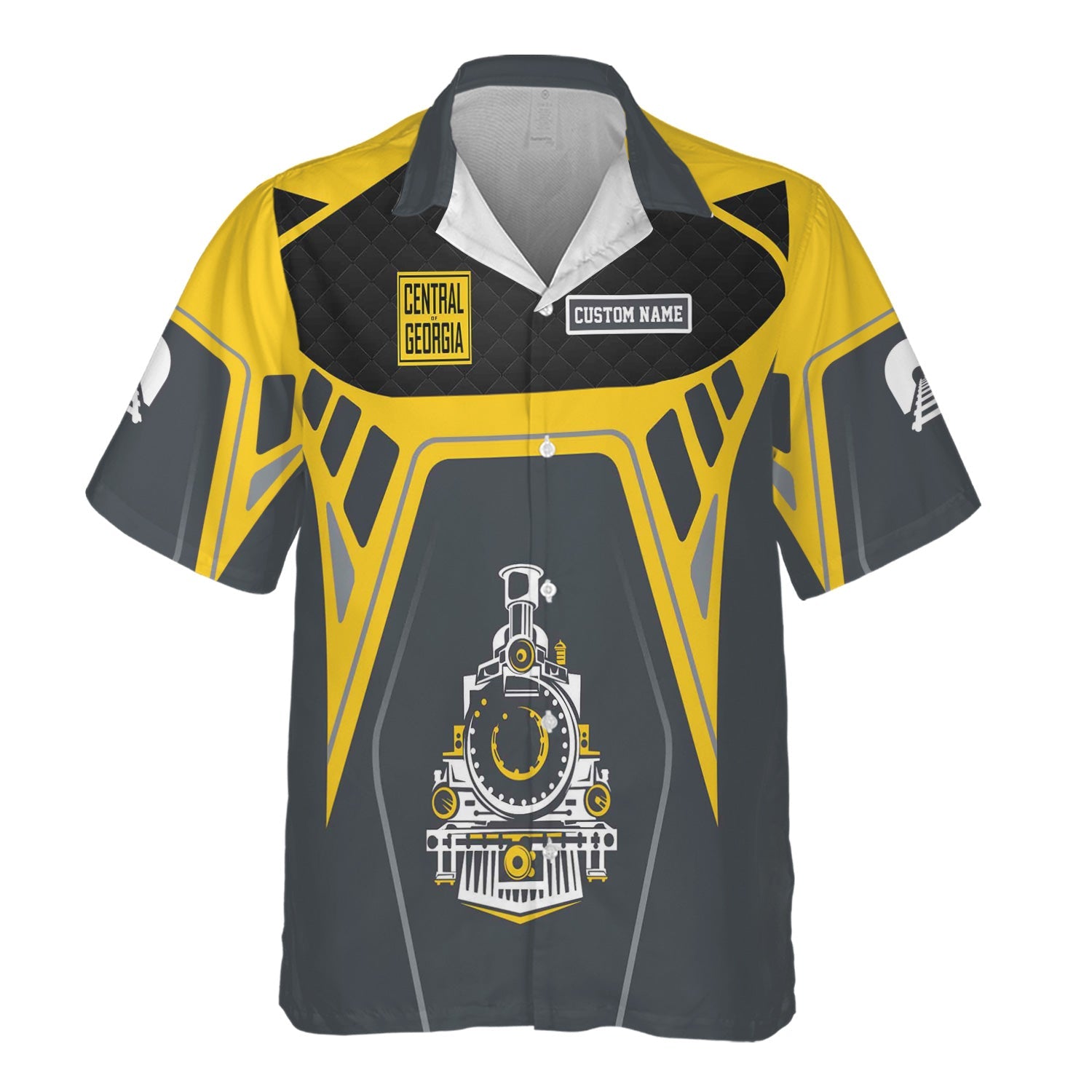 Railspirit Personalized Central of Georgia Railway Hawaiian Shirt Steam Locomotive Engine Graphic Train Shirt All Over Print