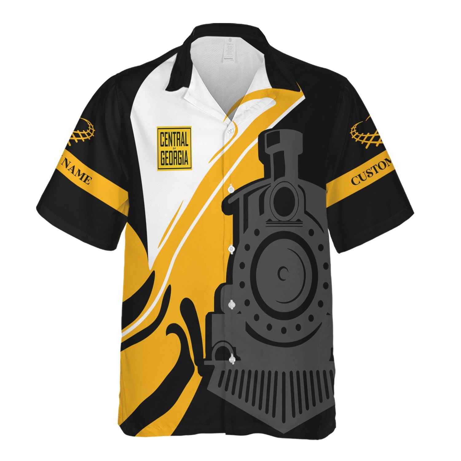 Railspirit Personalized Central of Georgia Railway Hawaiian Shirt Flame-Inspired Style Shirt Gift Idea For Train Lovers