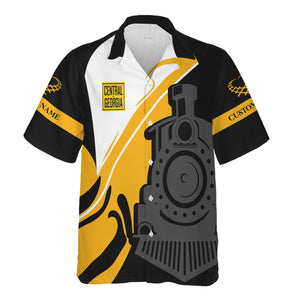 Railspirit Personalized Central of Georgia Railway Hawaiian Shirt Flame-Inspired Style Shirt Gift Idea For Train Lovers