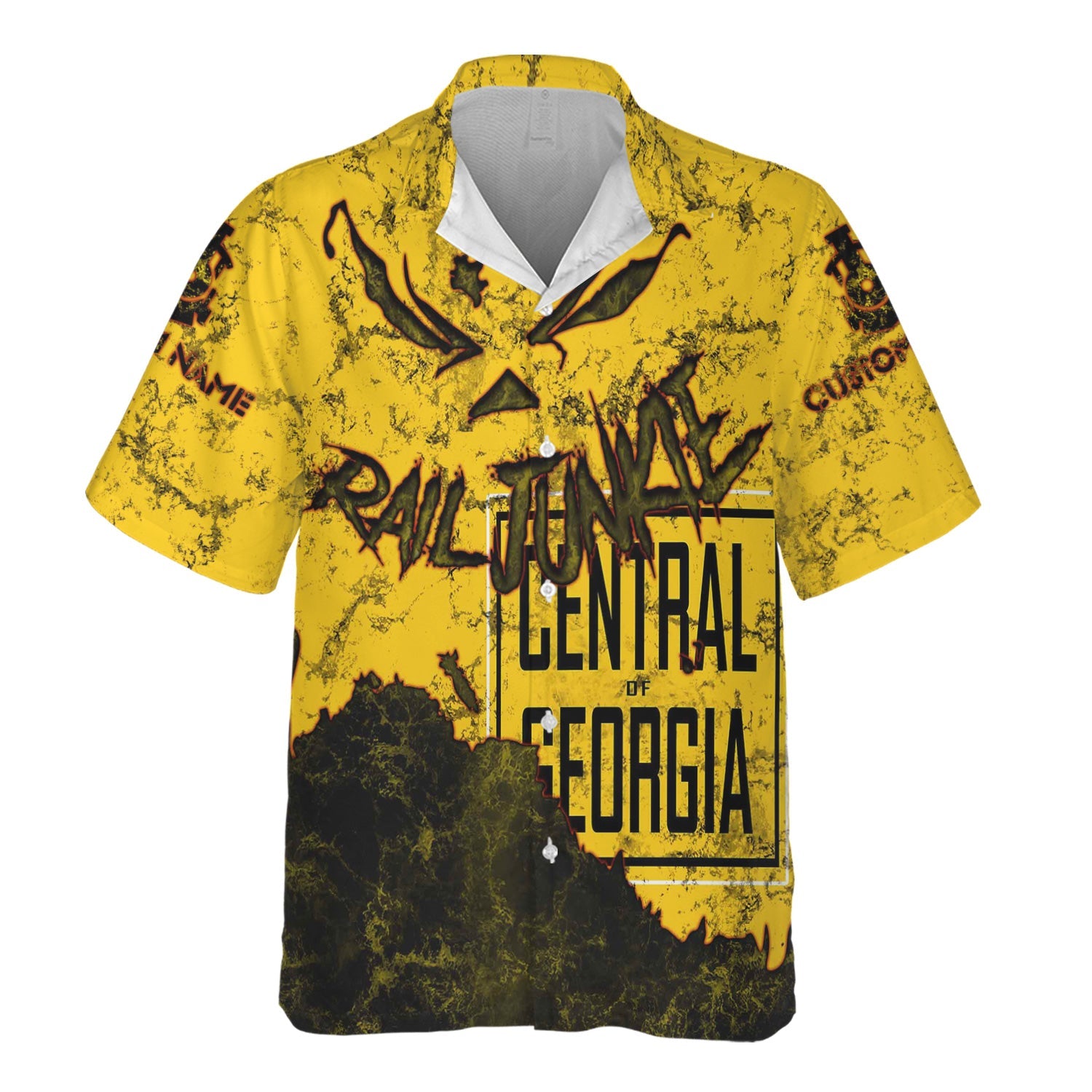 Railspirit Personalized Central of Georgia Railway Hawaiian Shirt Torn Graphic Style Train Shirt For Rail Junkie