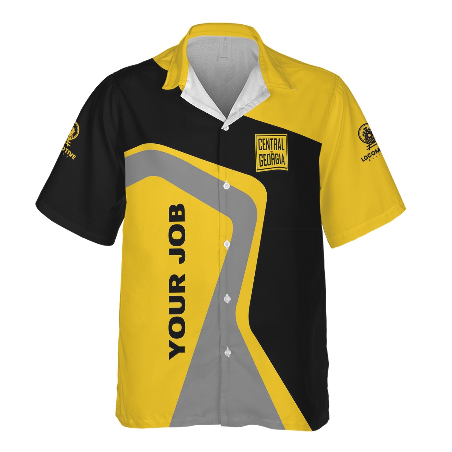 Railspirit Personalized Central of Georgia Railway Hawaiian Shirt Unique Design with Custom Job Position Train Shirt