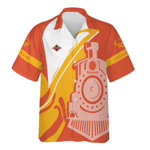 Railspirit Personalized Texas and Pacific Railway Hawaiian Shirt Flame-Inspired Style Shirt Gift Idea For Train Lovers