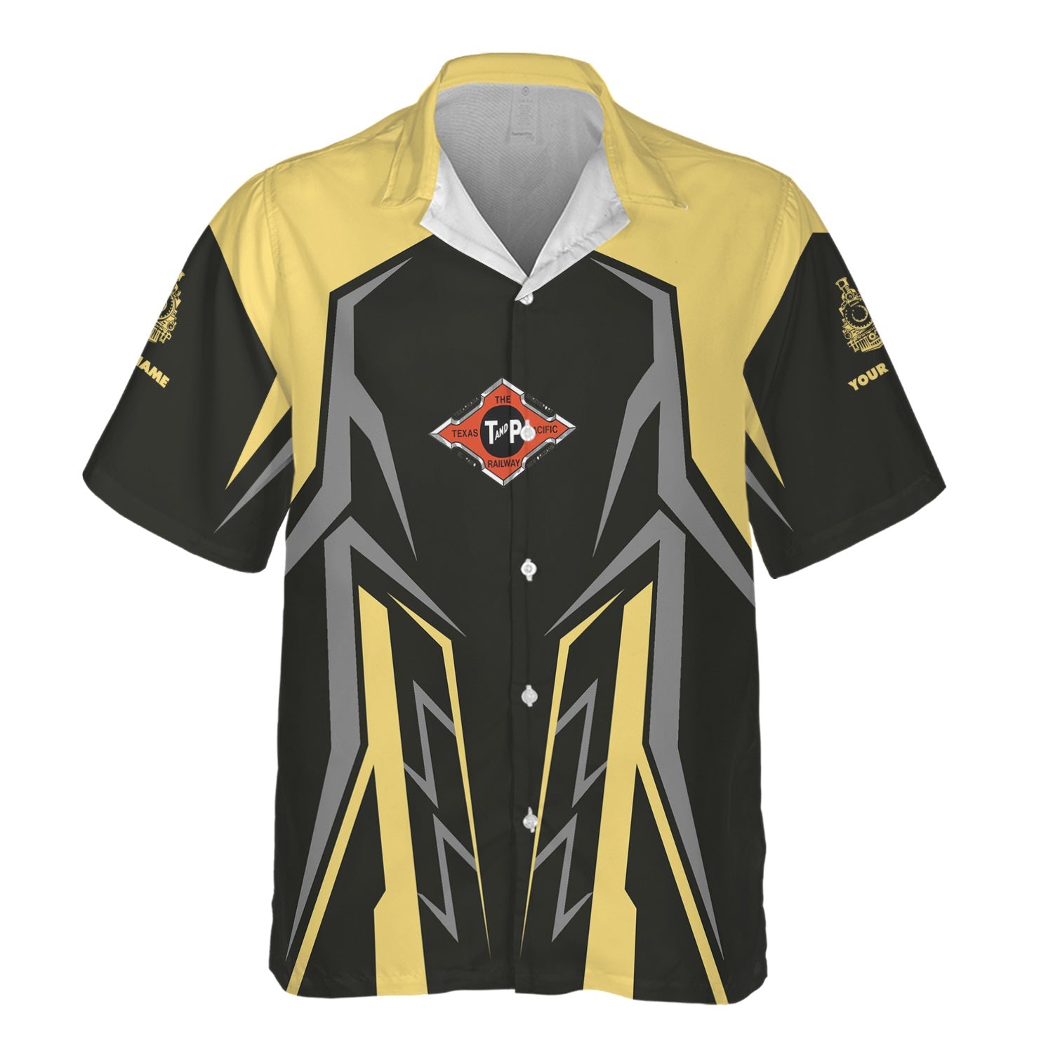 Railspirit Personalized Texas and Pacific Railway Hawaiian Shirt Futuristic Design with Custom Job Train Shirt