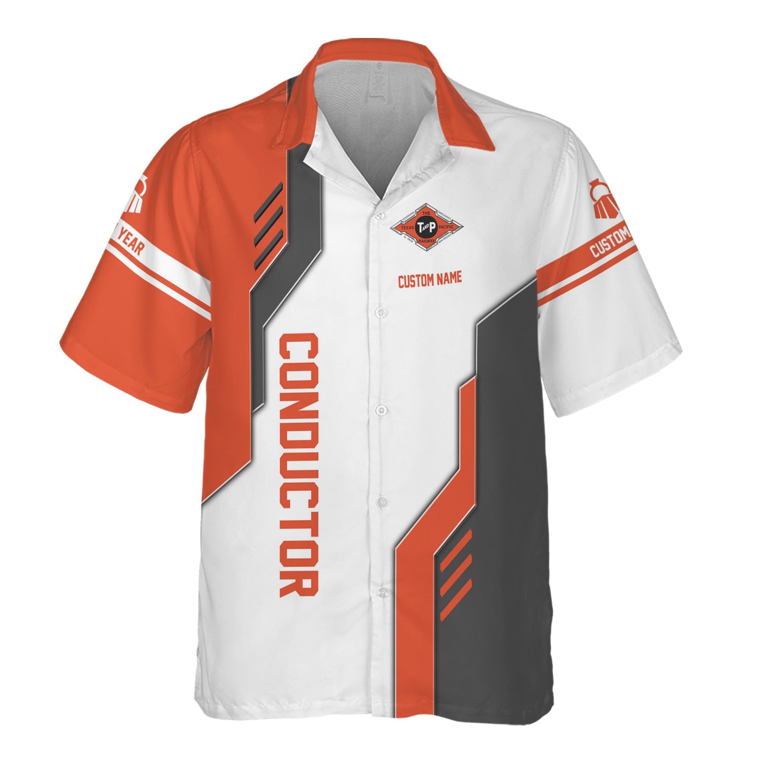 Railspirit Personalized Texas and Pacific Railway Hawaiian Shirt Unique Railway Style with Custom Job Train Shirt