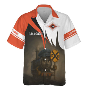 Railspirit Personalized Texas and Pacific Railway Hawaiian Shirt Angry Train Hawaiian Shirt Gift Idea For Train Lover