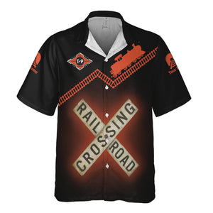Railspirit Personalized Texas and Pacific Railway Hawaiian Shirt Railroad Crossing Printed Train Track Shirt