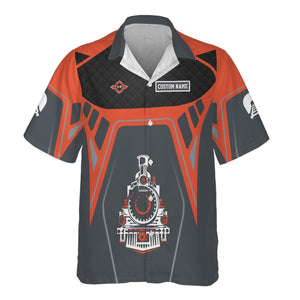 Railspirit Personalized Texas and Pacific Railway Hawaiian Shirt Steam Locomotive Engine Graphic Train Shirt All Over Print