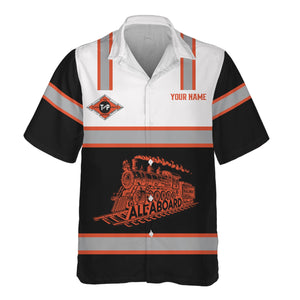 Railspirit Custom Name Texas and Pacific Railway Hawaiian Shirt Eat Train Sleep Repeat Printed Train Shirt