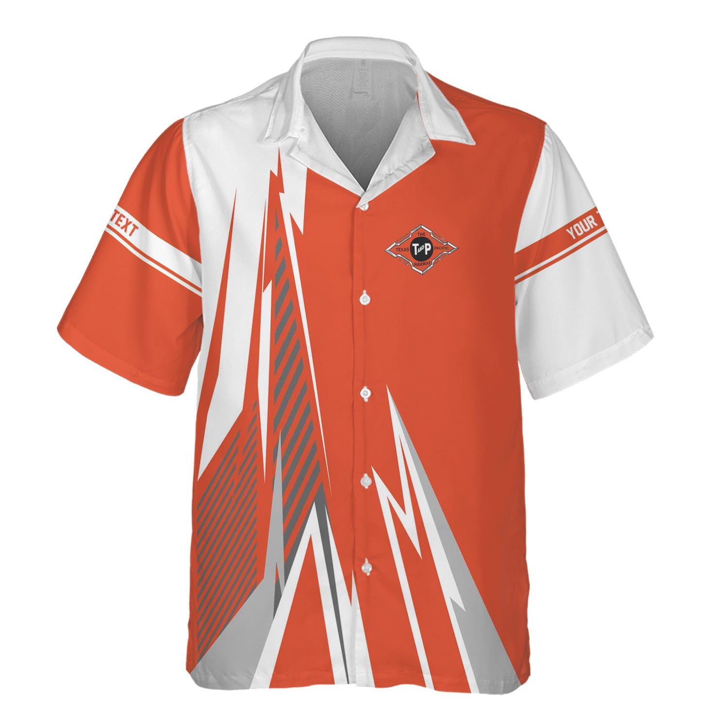 Railspirit Personalized Texas and Pacific Railway Hawaiian Shirt Lightning-Inspired Railway Style Shirt For Train Lovers