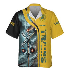 Railspirit Custom Name Southern Railway U.S Hawaiian Shirt Railroad Crossing Sign SOU Printed Train Shirt