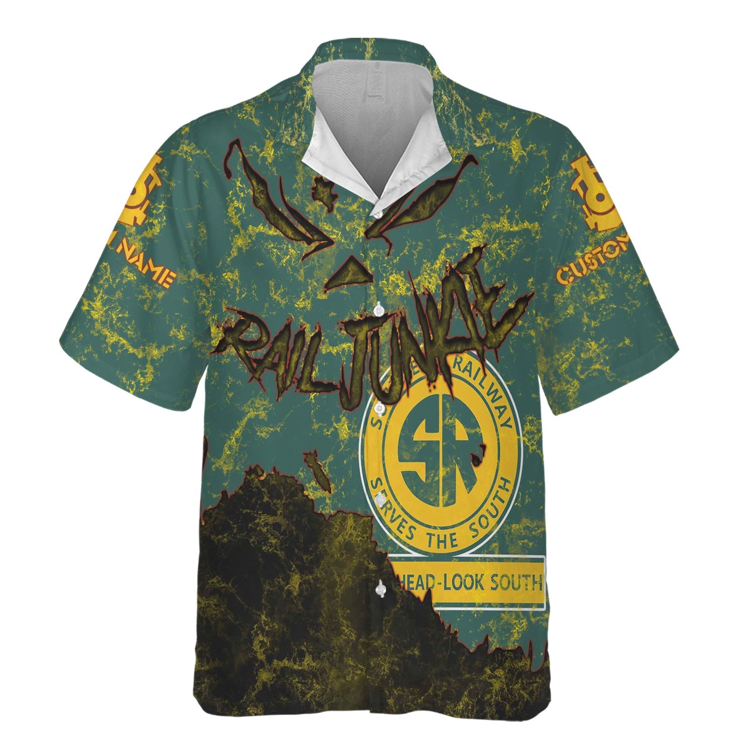 Railspirit Personalized Southern Railway U.S Hawaiian Shirt Torn Graphic Style SOU Train Shirt For Rail Junkie