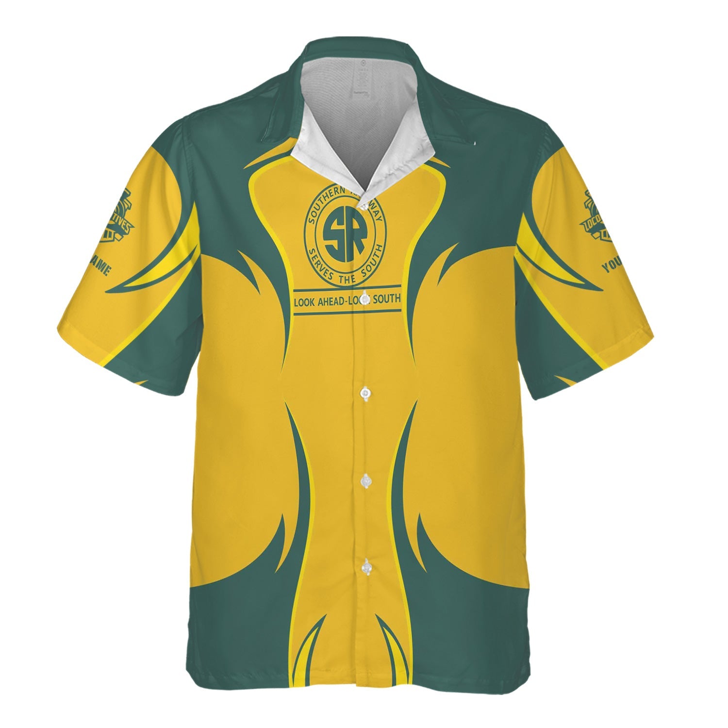 Railspirit Personalized Southern Railway U.S Hawaiian Shirt Distinctive Flame Style SOU Shirt For Steam Engine Addict